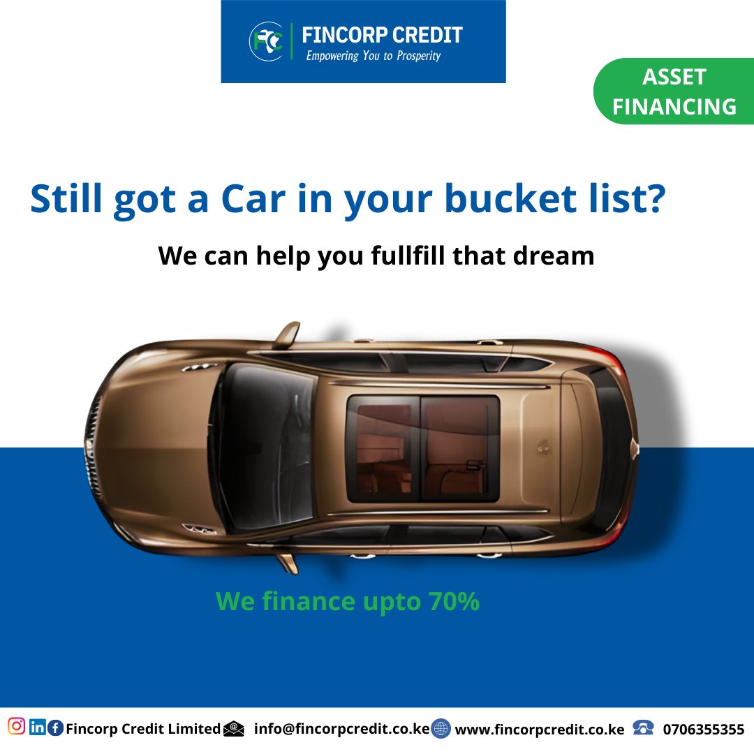 Still got a car in your bucket list? We can help you fullfill that dream
#assetfinance
#fincorpcredit