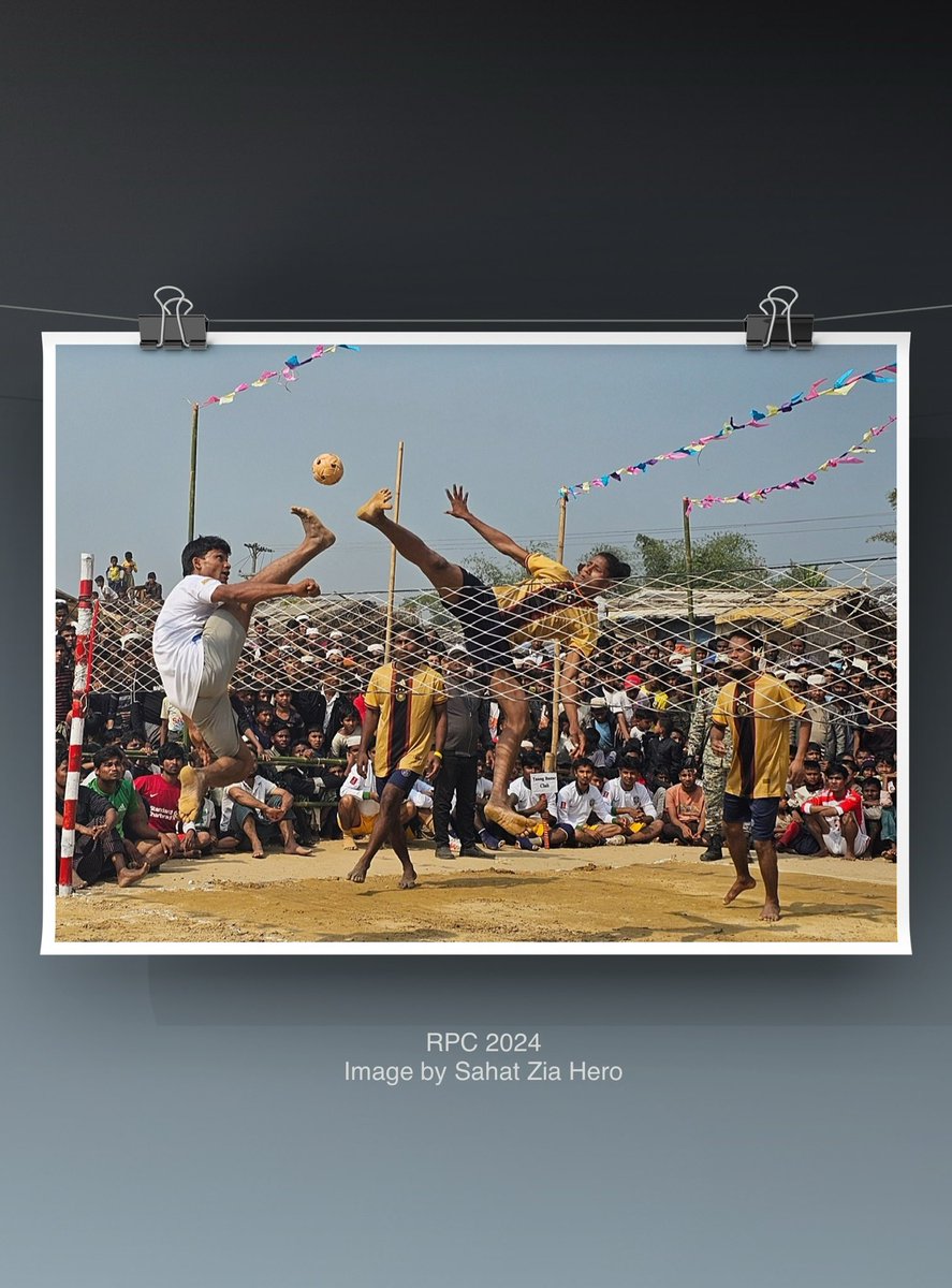 The ancient game of Chinlone or Caneball being played in Rohingya Camp
Image by Sahat Zia Hero
 #rpc2024 #Rohingya  #Photocontest #Bangladesh #refugees