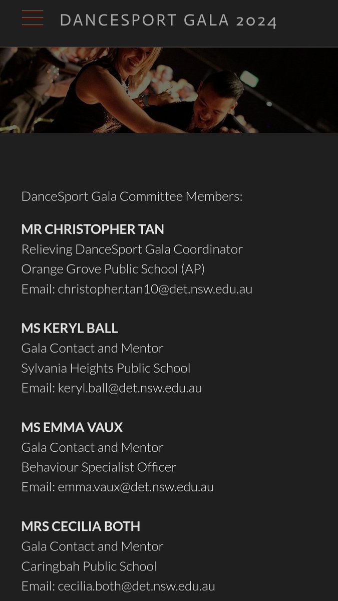 INTRODUCING THE 2024 DANCESPORT GALA COMMITTEE! We can't wait to see what this amazing team have planned this year! Do you have Tuesday 27 August on your calendar?🕺💃🎭 <a href="/NSWEducation/">NSW Dept of Education</a>
<a href="/MrC_TanOGPSAP/">Christopher Tan</a> <a href="/OrangeGrovePS/">Orange Grove Public School</a>
<a href="/krylbll/">Redomicron</a> <a href="/Sylvania_HtsPS/">Sylvania Heights Public School</a>
<a href="/CeciAmbos/">Ceci Ambos</a> <a href="/caringbah_p/">Caringbah PS</a>