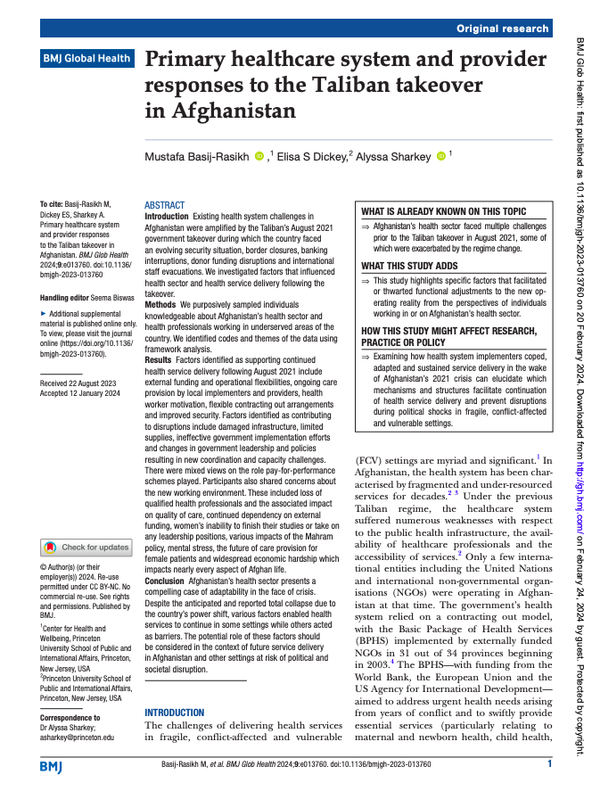 GlobalHealthBMJ's tweet photo. "Despite the anticipated and reported total collapse due to the country’s power shift, various factors enabled health services to continue in some settings while others acted as barriers."

 📣 New Research  ➡️ https://t.co/Ot07bssl5I https://t.co/lMPuri6jxH