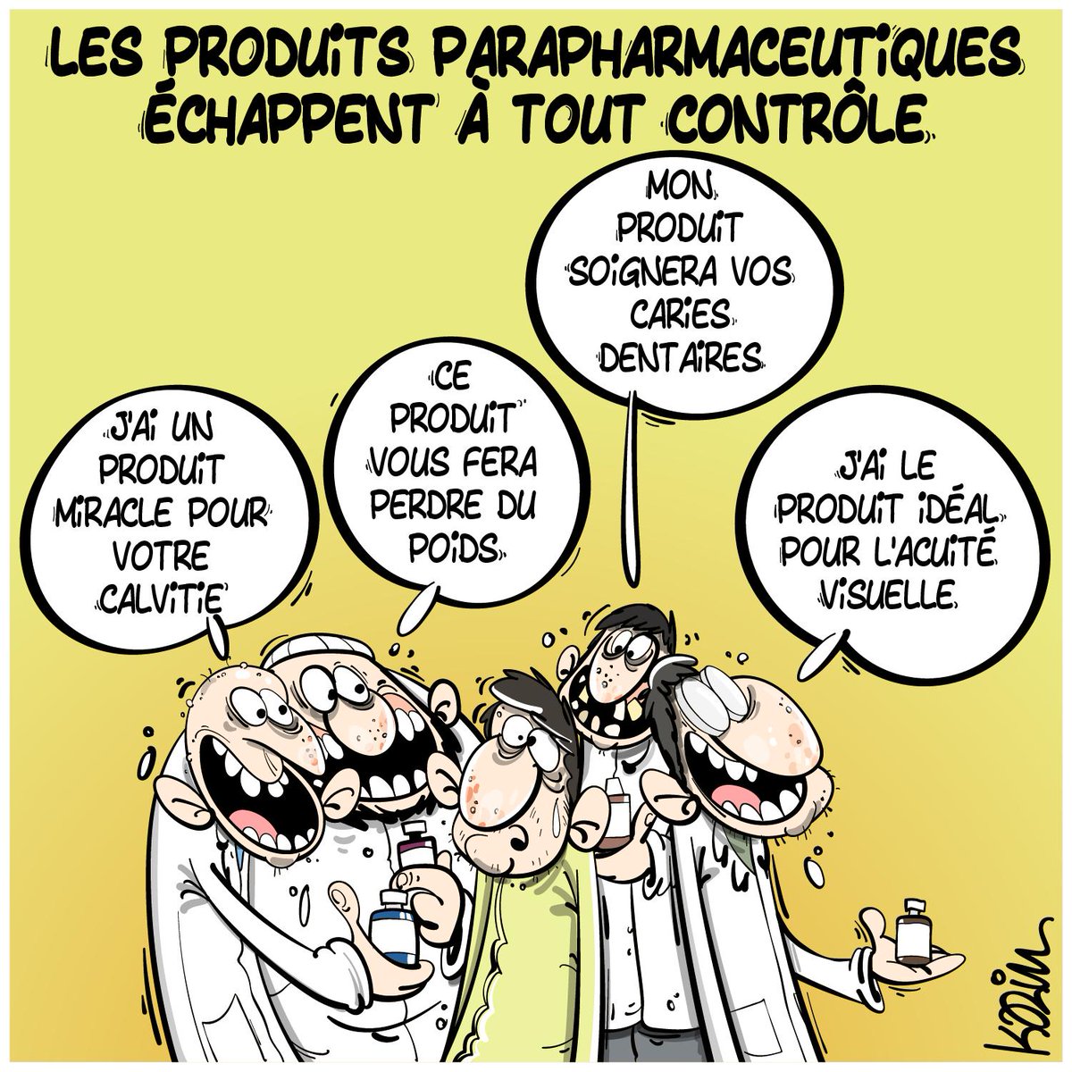 Le #DessinDePresse de Karim : Produits parapharmaceutiques incontrôlables
 Retrouvez les dessins de Karim sur : blagues-et-dessins.com
#DessinDeKarim #ActuDeKarim #RegardAlgérien #Humour #Pharmacie #Parapharmacie #ProduitsParapharmaceutiques #Incontrôlable