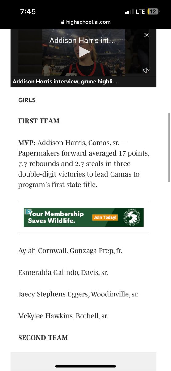 Congratulations to Senior <a href="/McKyleeHawkins/">McKylee Hawkins</a> on being voted 4A Washington state All-Tournament1st Team! What an awesome way to finish out your <a href="/b_ladycougs/">Bothell Girls BB</a> career!
