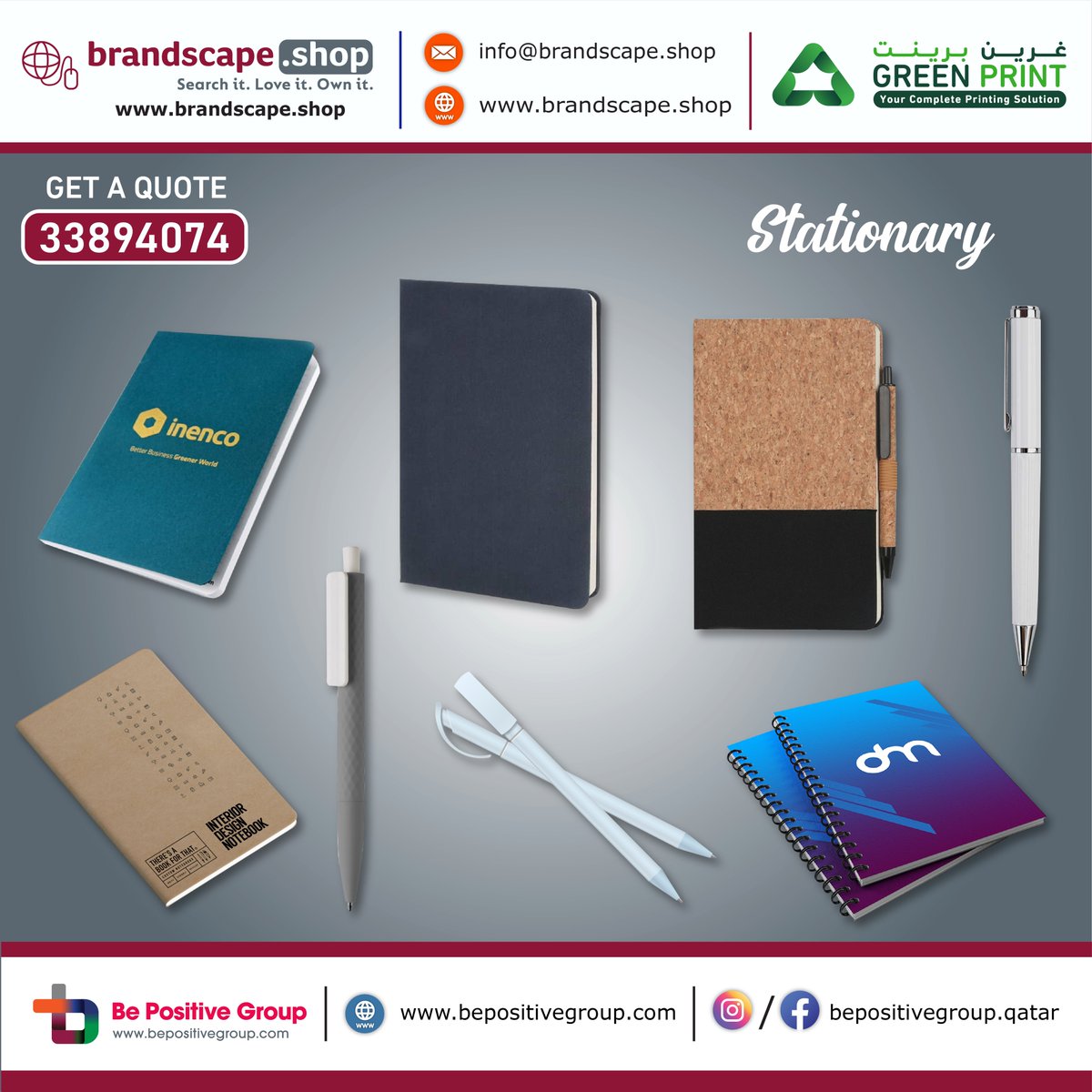 Make Your Mark. Elevate Your Brand With Our Custom Printed Stationery! ✨📚

Shop at brandscape.shop

Click here for today's deal brandscape.shop/collections/bu…

For More Inquiries Contact
33894074

#stationary #stationeryaddict #stationaryitems #printingservices #Qatar