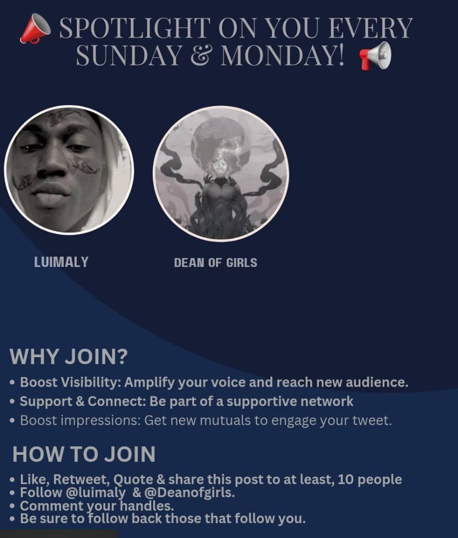 @DeanOfGirls and <a href="/luimaly/">Exgod🦉</a> wants to be hosting shoutouts every sundays and mondays. Kindly do the needful if you’re interested…