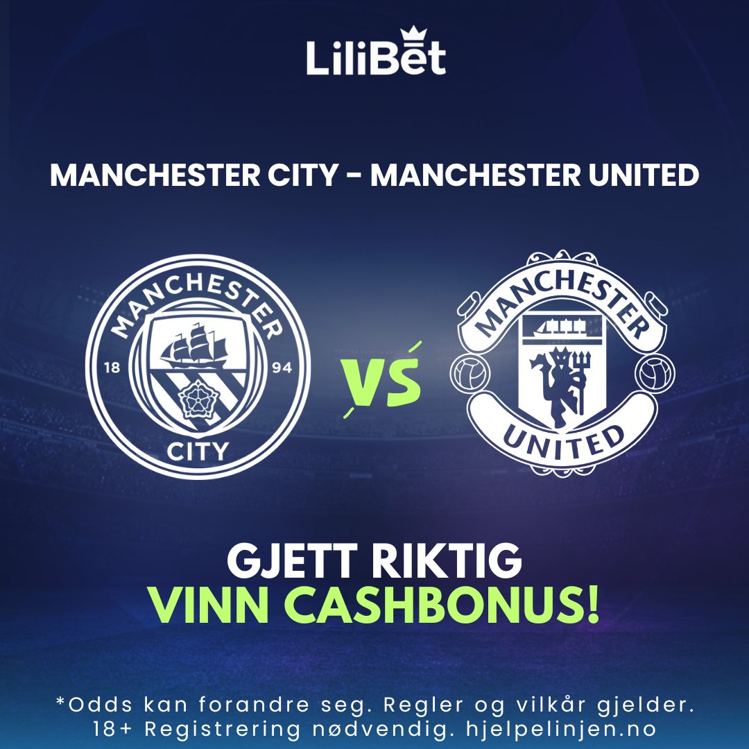 ⚽️ 𝗧𝗜𝗣𝗣𝗘𝗞𝗢𝗡𝗞! #ManchesterDerby kl 16:30! 🔥

 🏴󠁧󠁢󠁥󠁮󠁧󠁿 𝗠𝗔𝗡 𝗖𝗜𝗧𝗬 🆚 𝗠𝗔𝗡 𝗨𝗡𝗜𝗧𝗘𝗗

✅ Målscorer? 👀
✅ Korrekt resultat?
✅ Repost 🔁 og lik ❤️

💸 Cashbonus til en riktig gjetter! 💭

#MCIMUN | Odds ➡️ lilibet.click/pl