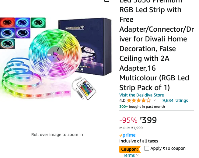 lightningdeal_s's tweet photo. ⚡️⚡️Desidiya® 5 Meter 300 Led 5050 Premium RGB Led Strip with Free Adapter/Connector/Driver for Diwali Home

💥Deal price : ₹389

👉Apply ₹10 coupon

👉Buy here: https://t.co/vCZnVlNpbG

#Amazon #RGBledstrip #decoration #Worldwildlife #Ambani https://t.co/2NZ4whWiHa