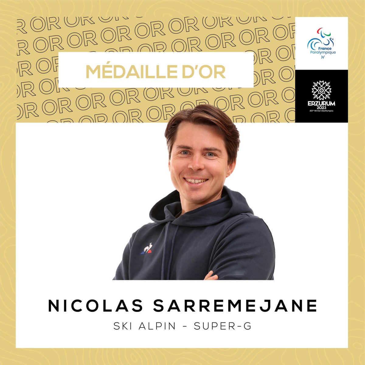 FRAparalympique's tweet image. Le porte-drapeau obtient la première médaille de la délégation 🥇
Nicolas Sarremejane s’impose sur le Super-G 👏