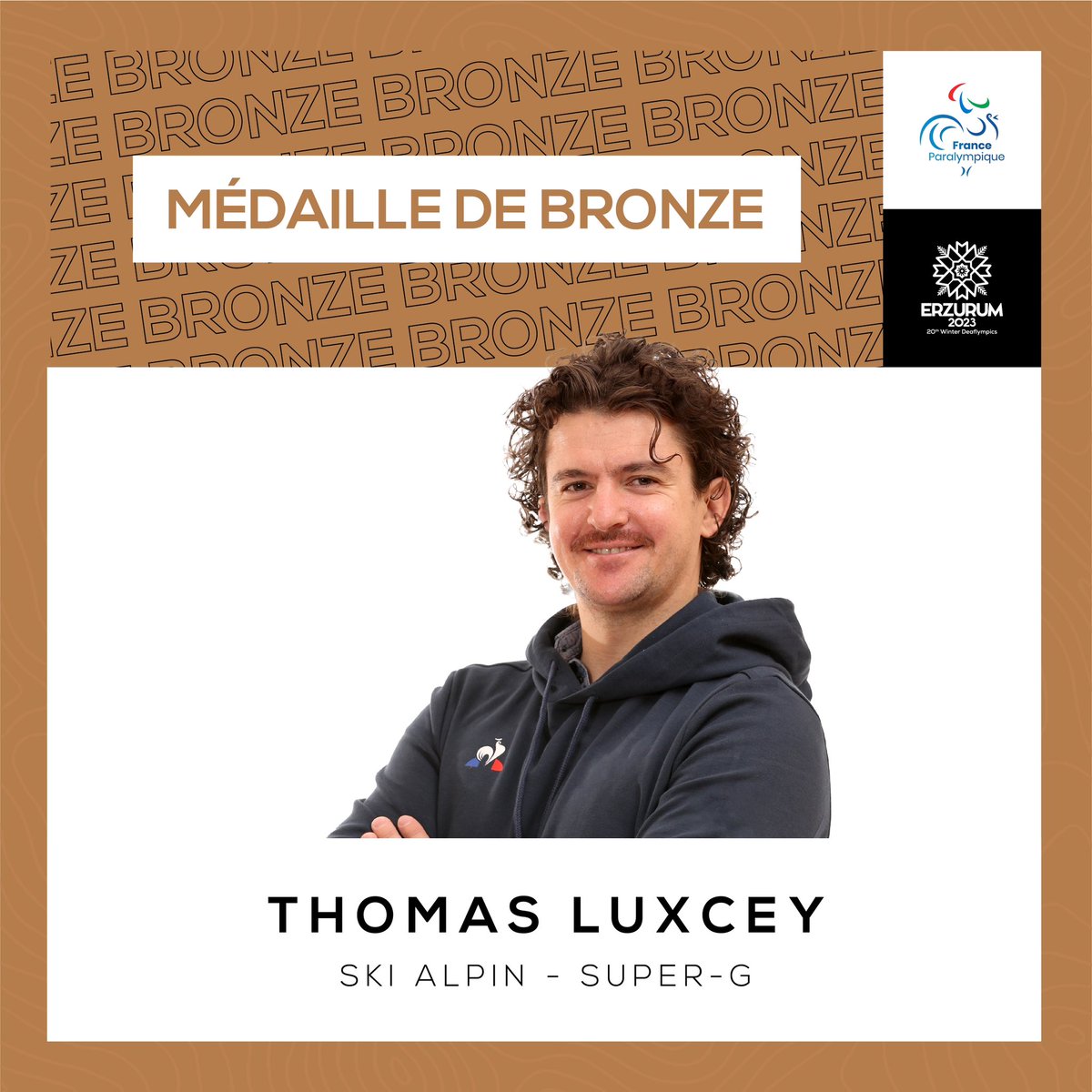 FRAparalympique's tweet image. Thomas Luxcey complète le podium avec une médaille de bronze 🥉