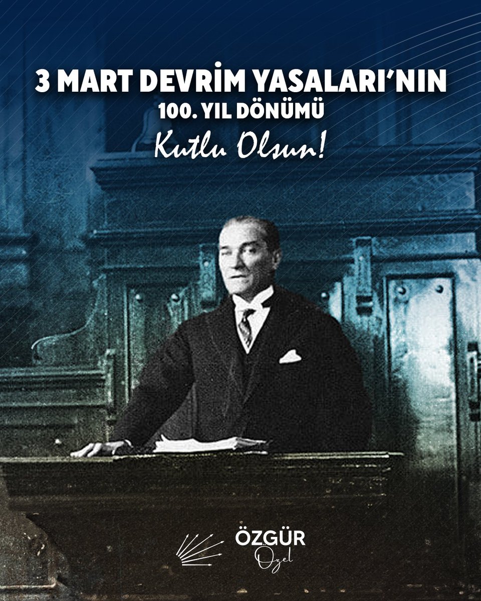 Türkiye'de laiklik ilkesine temel oluşturan 3 devrim yasasının kabulünün 100'üncü yıldönümünü kutluyoruz. Laiklik ilkesinden, Cumhuriyet devrimlerinden, Gazi Mustafa Kemal Atatürk'ün gösterdiği çağdaşlaşma ülküsünden milim sapmayacaĝız. #3Mart1924