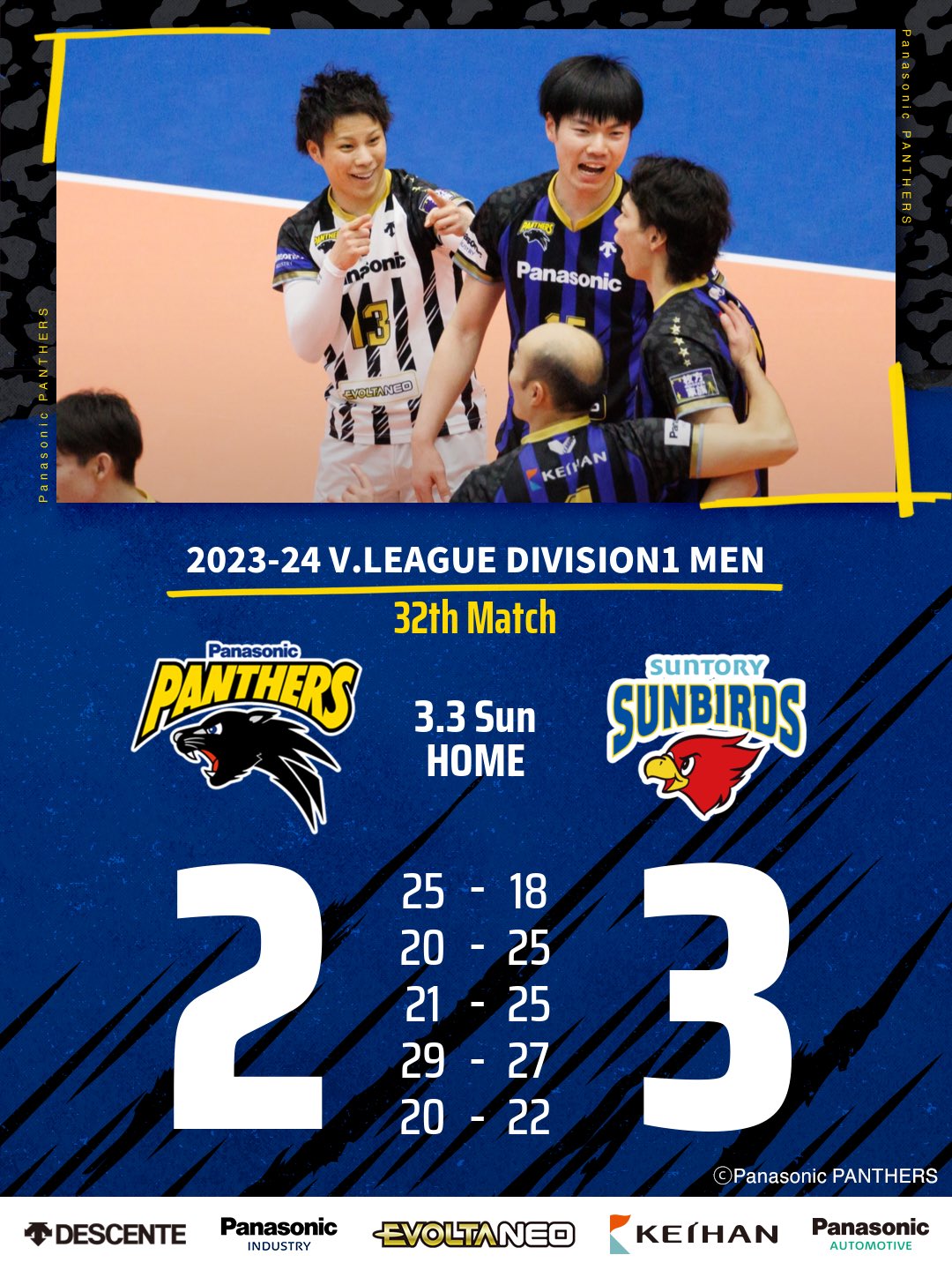 SVリーグ パナソニックパンサーズ 大阪ブルテオン 支給プラクティス