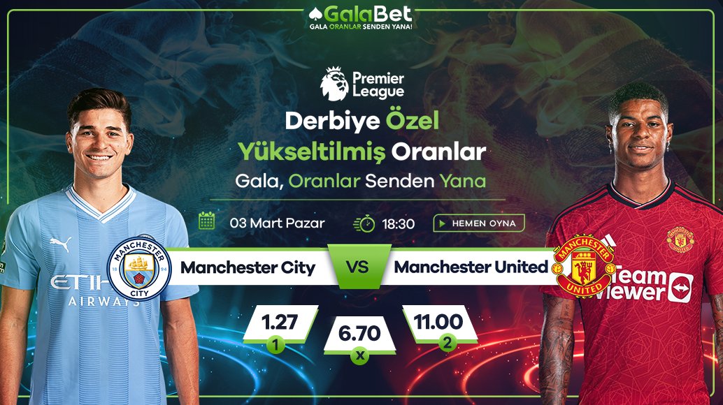 Premier Lig Karşılaşmasına Özel Yükseltilmiş Oranlar GalaBet'te!

Manchester City - Manchester United
⏰Bugün, 18:30

📺 Canlı ve HD Kalitede İzle! kisalt.gg/galabettv

♠️ Hemen Bahis Almak İçin Tıklayın! kisalt.gg/sosyal