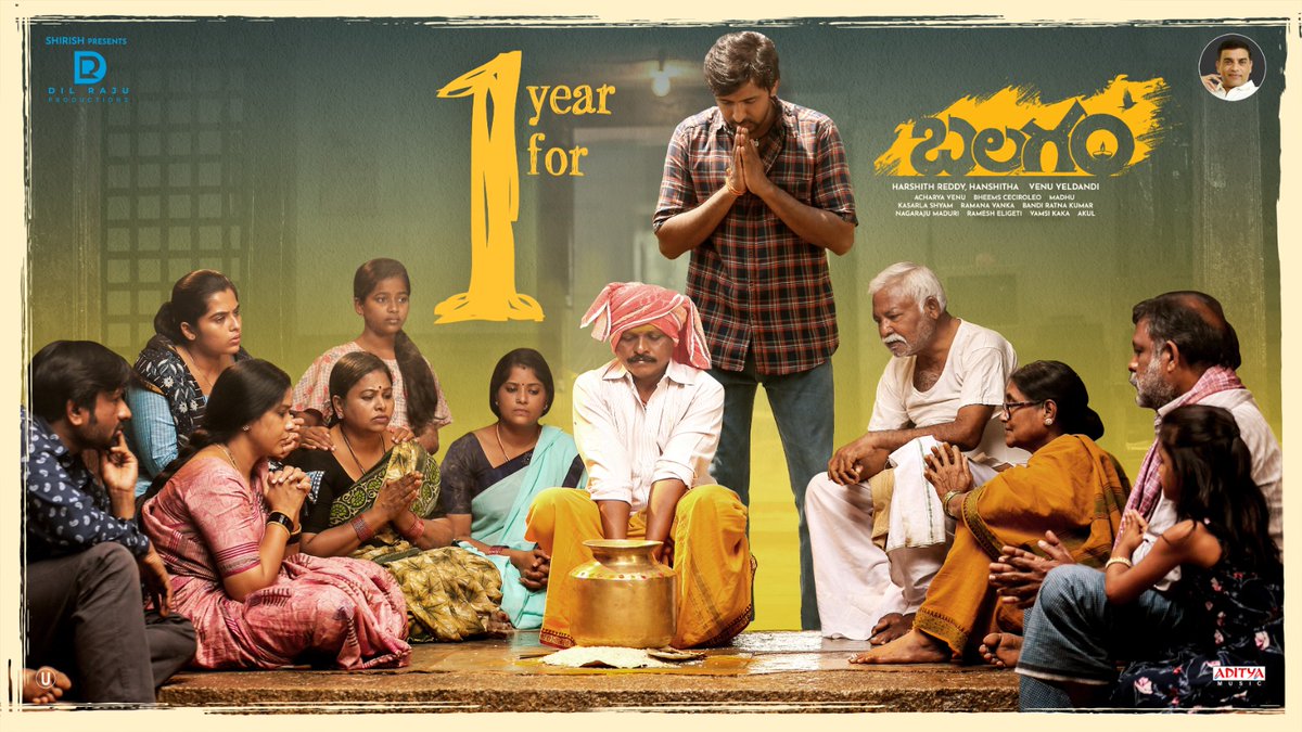 One year for #Balagam. The film which did the unthinkable to all of use associated with it . Starting with surprise TRP runs everytime the film hits the television. It's run in theaters was a phenomenon for small budget films giving a hope for the coming films . Showing people