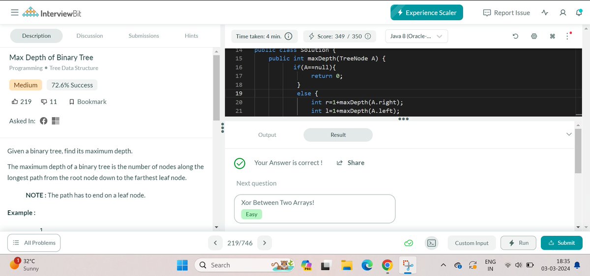 PranitBhatt12's tweet photo. #Day062 of the #365DaysofCode Challenge with Scaler.       

Question Solved : Max Depth of Binary Tree
Language: Java

#scalerdiscord #codewithscaler #365daysofcodescaler #365DaysofCode https://t.co/GiYzWSXVID