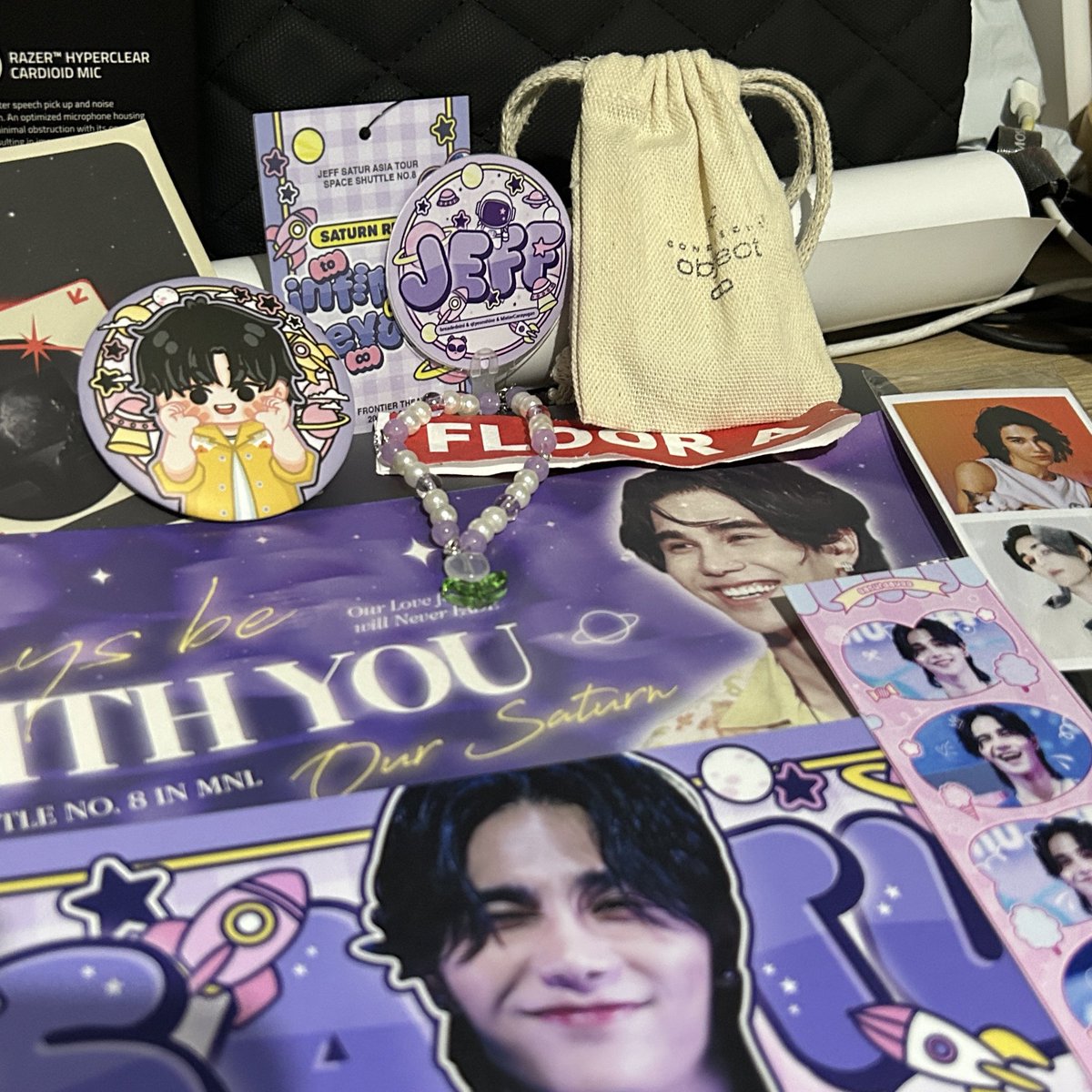 i didn't take much merch home, but these gifts made with so much love always make me happy 🥰🥰🥰 thank you to @jeffsaturph_ @SATURNRETURN__ and @roxieshielina 💜 #JeffSaturInManila #JeffSaturSpaceShuttleNo8