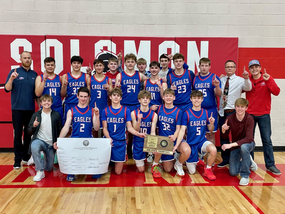 #6 seed Canton-Galva wins over #1 Solomon at 1A-I boys 🏀substate in overtime. Final score 69-65. Jase Beltz hit the three point shot with seconds left to send the game to overtime. CG moves on to the 1A-I state tournament with a 12-11 record (eighth seed) and will take on one