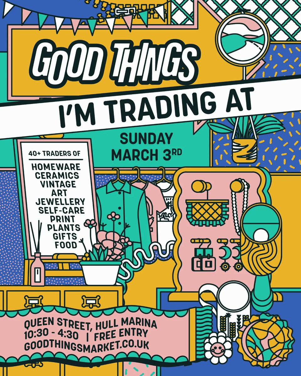 Today, I'm at my first art fair of the year @goodthingsmarket in Hull! Pop by and say hello and pick up something lovely for yourself. I've got bird inspired original art, limited-edition prints, cards and wooden hand painted decorations! Here until 4.30pm ☀️