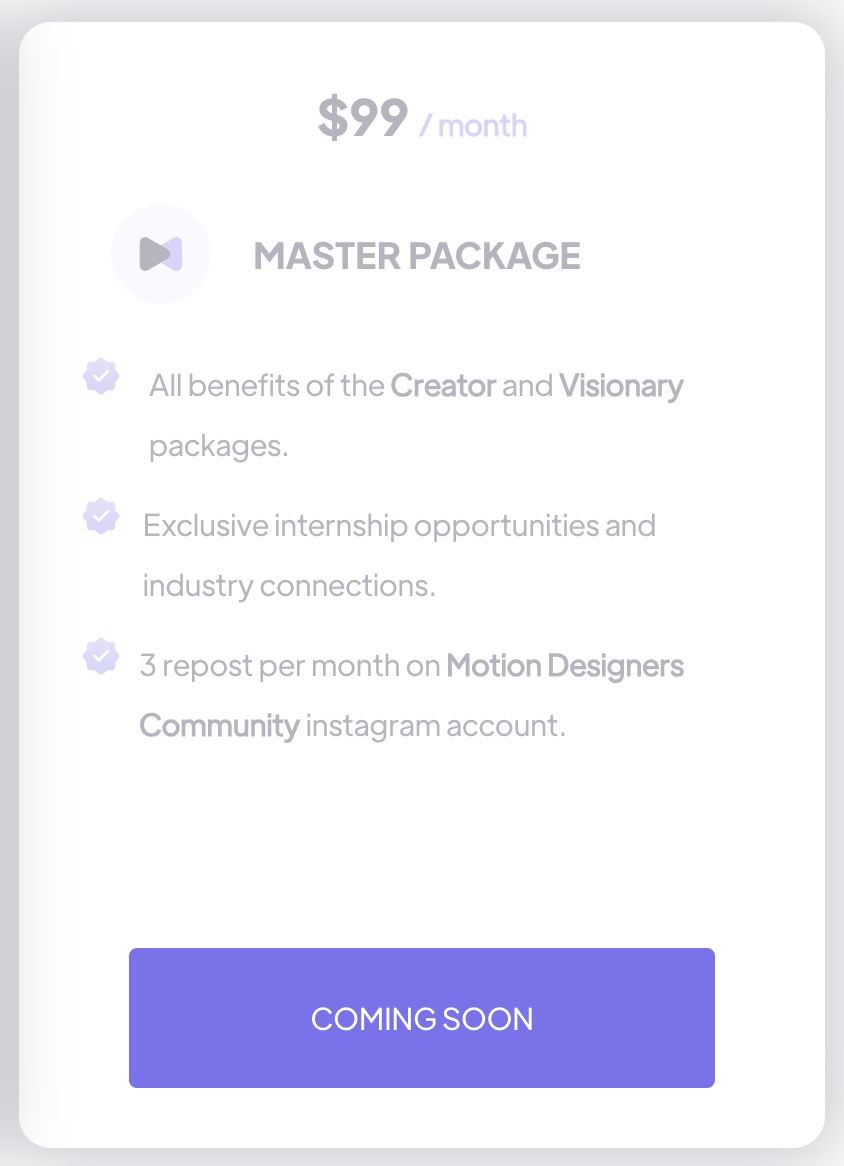 Which plan do you think is the best for your mission? Access to over 16 courses at a price of $19/month motiondesigners.academy/subscription