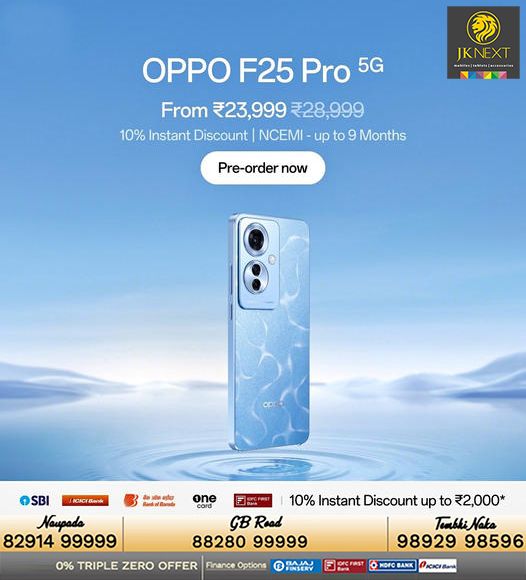 The latest #OPPOF25Pro is now here at JK Next store! Don't miss out on the exclusive deals. Call 88280 99999 for more info. #JKNext #Offers #BestDeals #HiranandaniEstate #Naupada #TembhiNaka #Mobiles #Smartphones #OPPO