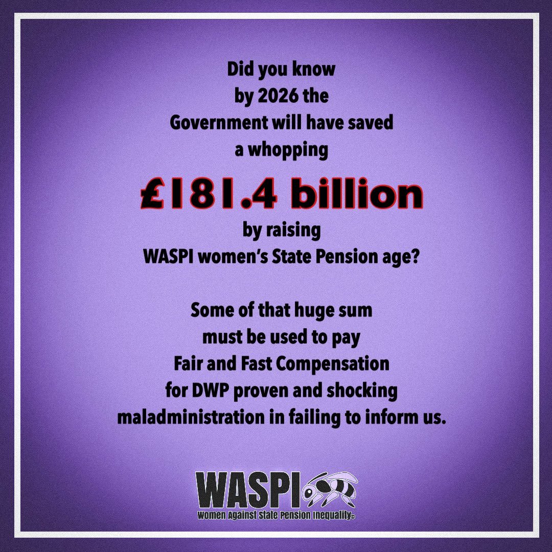 @MelJStride, #WASPI women are looking for #FairandFastCompensation for the maladministration made by the @DWPgovuk  in administering the money grab. We have been so badly let down, remember #everyoneknowsawaspiwoman