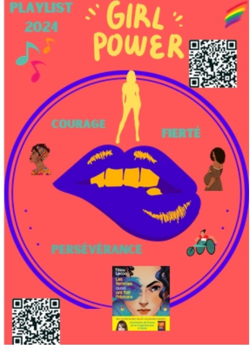 ernaux's tweet image. 🥷🧑‍🚀👭Affiche pour la⭐ Girl Power2024 ⭐du collège #profsdocs🤩 . Le programme est en ligne sur le portail documentaire du collège #esidoc 🔛  Playlist 🎶 Exposition 👀 @GuitteaudPLP 👏sur &quot;les femmes et l&apos;olympisme&quot; Et 🎲  pour déconstruire les stéréotypes