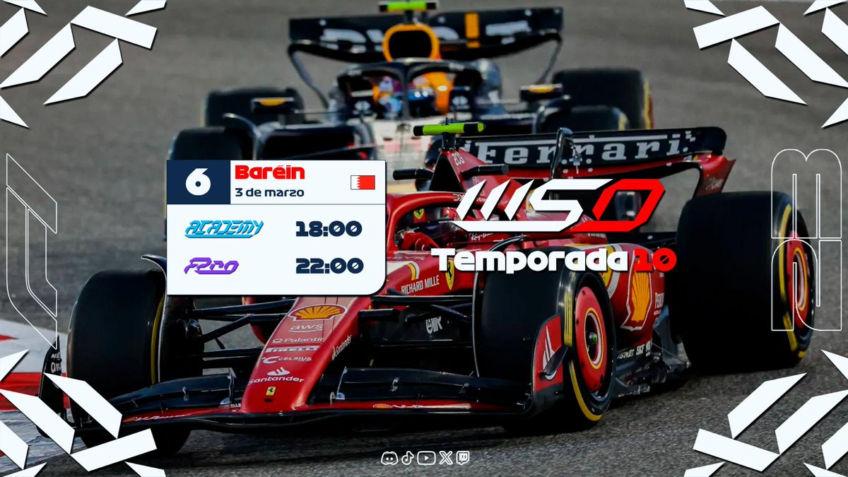 RACE DAY‼️🇧🇭

📍Bahrein
🎙️FPro💜: <a href="/SSambreel/">Lobatoburgales99</a> 
🎙️ Academy💙: <a href="/AlvaroMeedraano/">Alvaro Medrano</a> <a href="/HugoRamosDaz3/">Hugo Ramos Díaz</a> 
📺: twitch.tv/wso_formula1?s…