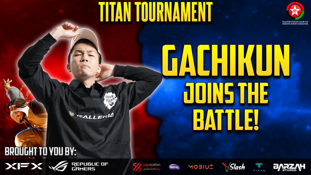 Guess who will be in town next week attending @titanunite Tournament! It's the best Rashid in the world, Mr @gachikun0423 Don't miss out, only a few days left before we close the registrations! start.gg/tournament/tit…