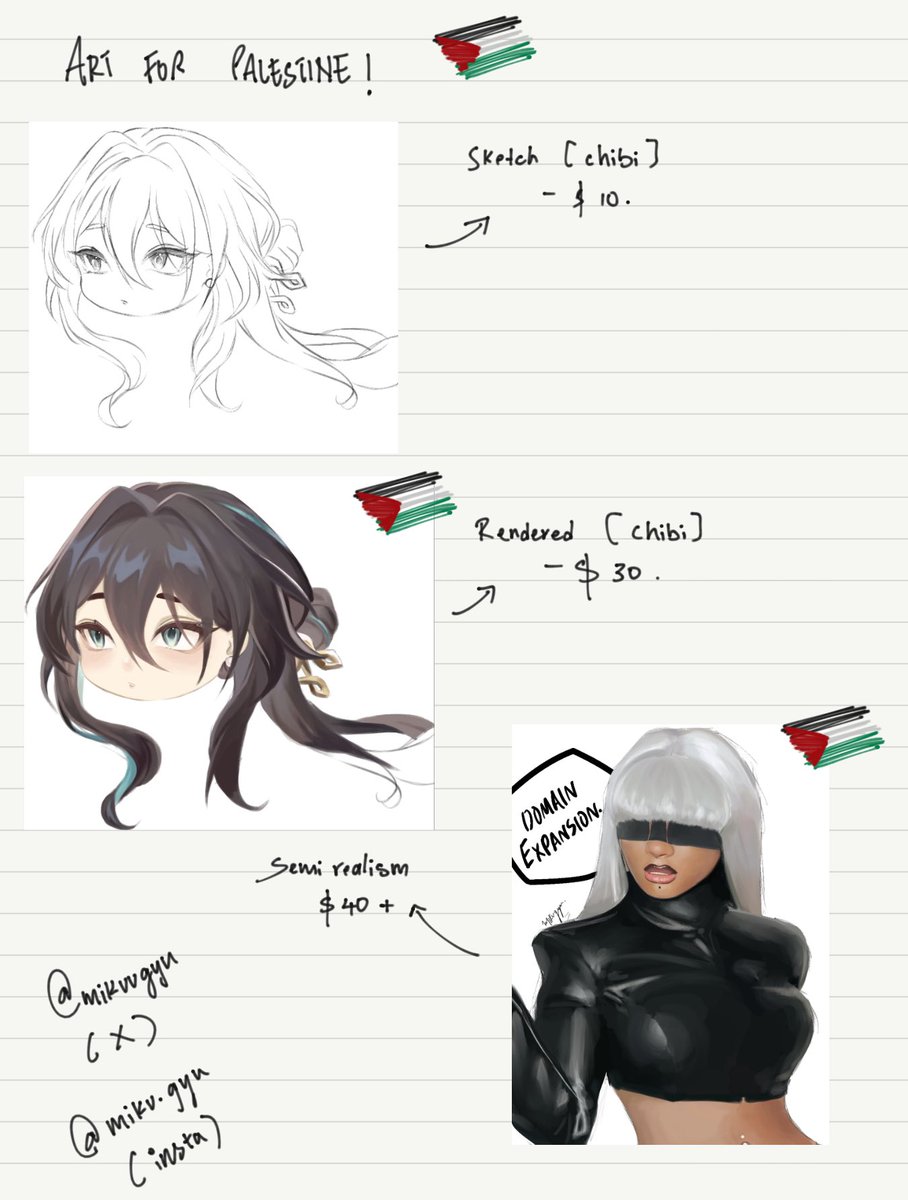 mikuugyu's tweet image. ART FOR PALESTINE π΅πΈ βΌοΈ
- please fill the form if you would like to commission me.
- it would be of great help if you could retweet and spread this.
google form :
docs.google.com/forms/d/e/1FAIβ¦
