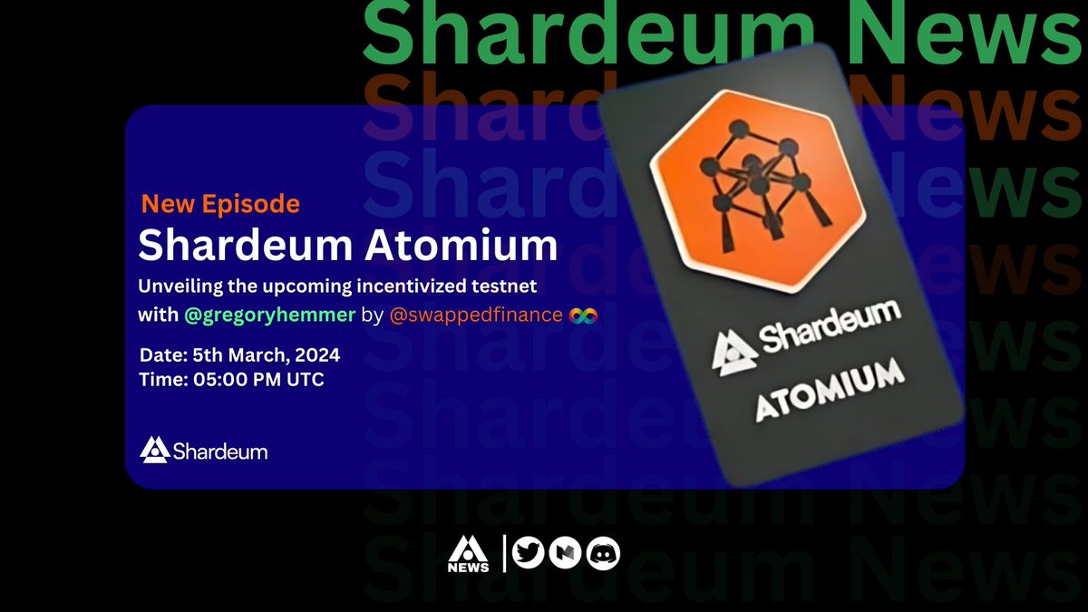 Hey Shardians
Want the inside scoop on the upcoming incentivized  #testnet #Atomium ? Join an exclusive Twitter Space by @swappedfinance and hear  from <a href="/gregoryhemmer/">Greg Hemmer</a>, Head of Ecosystems at <a href="/shardeum/">Shardeum</a> .

🔗x.com/SwappedFinance…

#shardeum #shardeumnews #swappedfinance #SHM