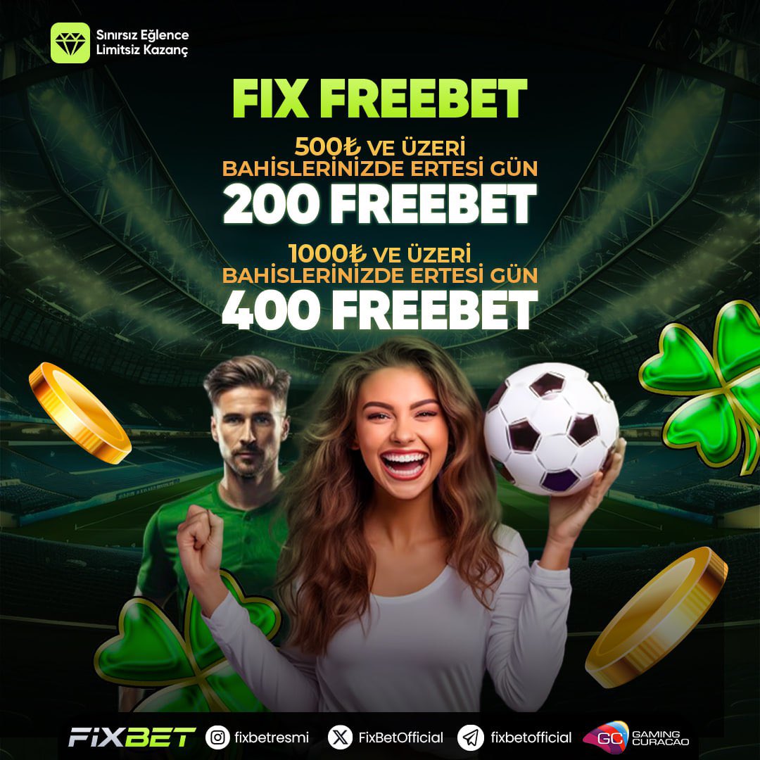 📢 HESABINIZA HER GÜN FREEBET EKLİYORUZ 

📝 Dün 500 TL ve üzeri bahis oluşturan üyelerimize, 

🎁 200 TL FREEBET, 

📝 Dün 1.000 TL ve üzeri bahis oluşturan üyelerimize, 

🎁 400 TL FREEBET eklenmiştir.

🔗 cutt.ly/LwB0wST5