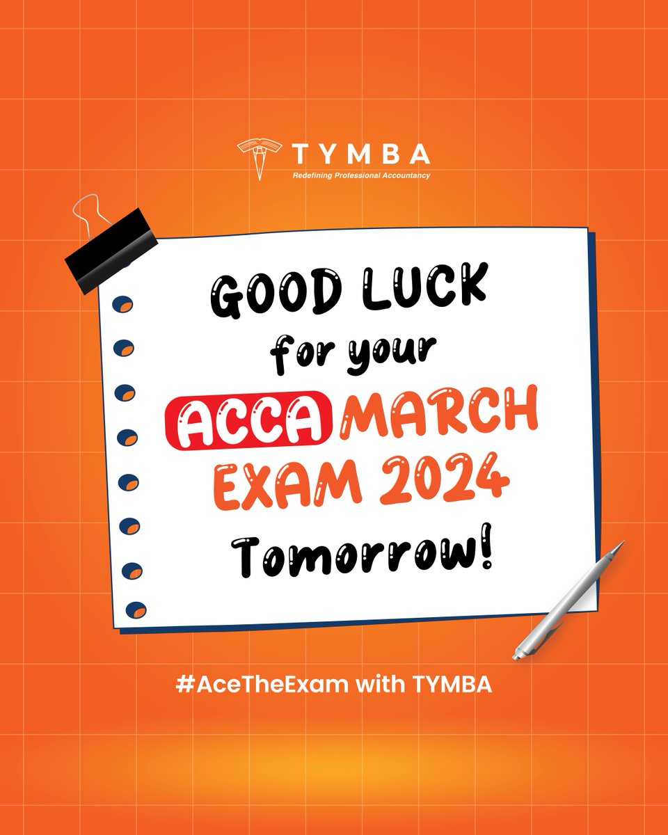 tymbaeducation's tweet photo. Breathe. Stay focused. Trust your preparations.
We wish all ACCA students, goodluck for your March Exam 2024 🤩
#SoaringForward #RedefiningProfessionalAccountancy #CharteredAccountant #PushingTheLimits #BeyondLimits #ProfessionalAccountancy #Professional #ACCA #ACCATuition https://t.co/hbzGSWZ9Mv
