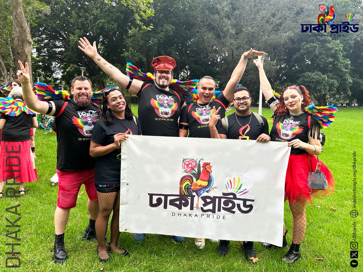 Dhaka Pride flag soared at Sydney Mardi Gras! 🏳️‍🌈 Theme: "Our Future." Excitingly gearing up for our 4th Dhaka Pride, spanning 6 cities, 5 countries, and 3 continents in 3 years. Ready to expand our colorful journey globally! 🌍🌈 #DhakaPride #OurFuture #GlobalUnity"