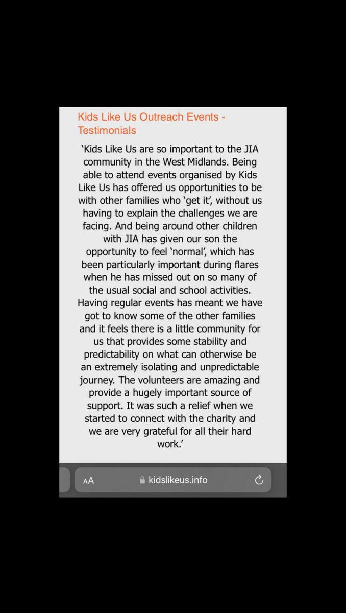 #testimonial #outreachevents #charity #westmidlands #jia #childrengetarthritistoo #kidsgetarthritistoo