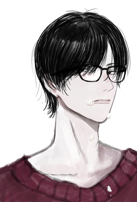 「黒縁眼鏡 セーター」のTwitter画像/イラスト(新着)