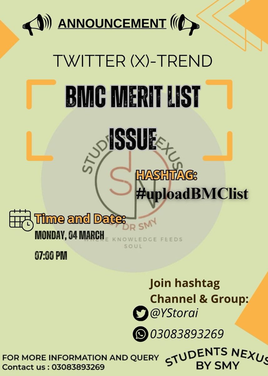 YStorai's tweet photo. Students of #Balochistan are going to run trend on issue of Bolan Medical College MBBS/BDS merit list 23-24 which is on table of authorities 4 last few months. U r requested 2 join &amp; participate in trend
Hashtag #uploadBMClist 
Time|date 7PM,04 Mar
#mdcat
Vpn use if X not working https://t.co/nwI9IwxpGr