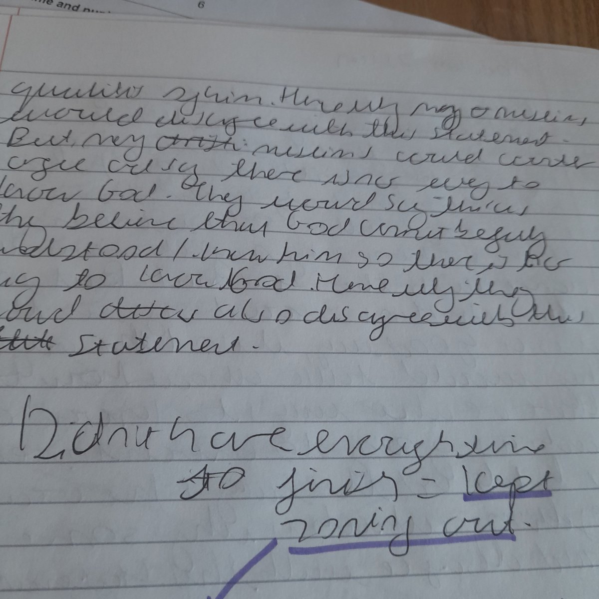 #Teacher - Mock exam marking 'didn't have enough time to finish, kept zoning out' . Advice #edutwitter ? / #teamRE / #GCSERe