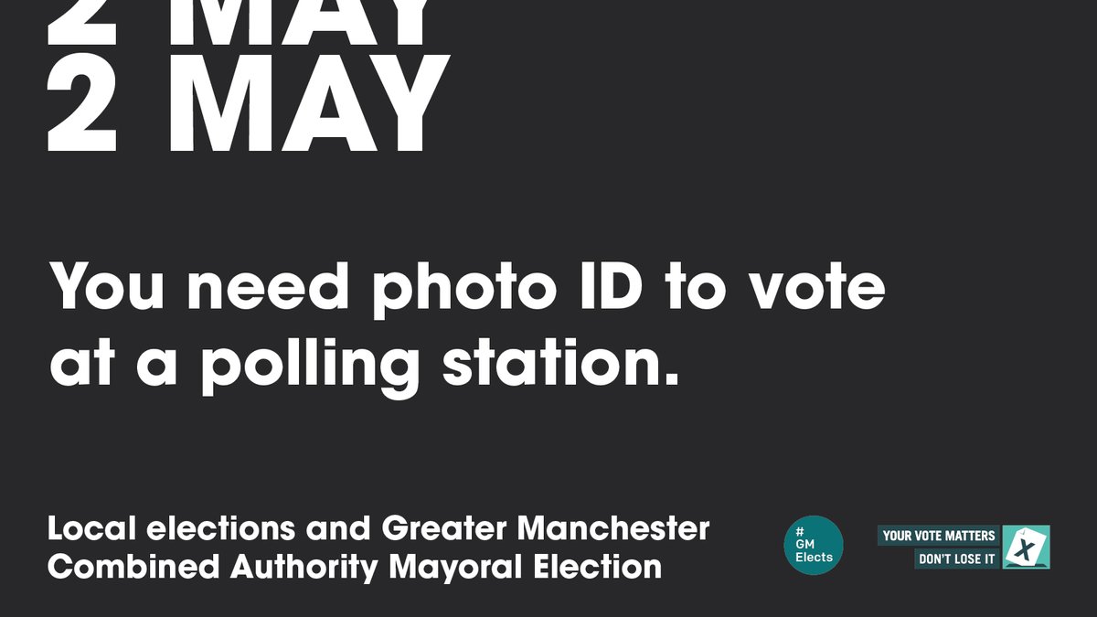 Planning to vote in the mayoral elections on 2 May? Don't forget your photo ID - even if it's out of date! Find out more on the GMElects website 👉 orlo.uk/voter-id_gqJ3N