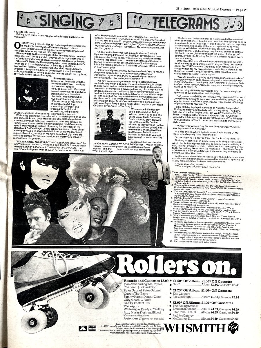 Ian Penman article on ‘torch songs’. New Musical Express, 28 June 1980.