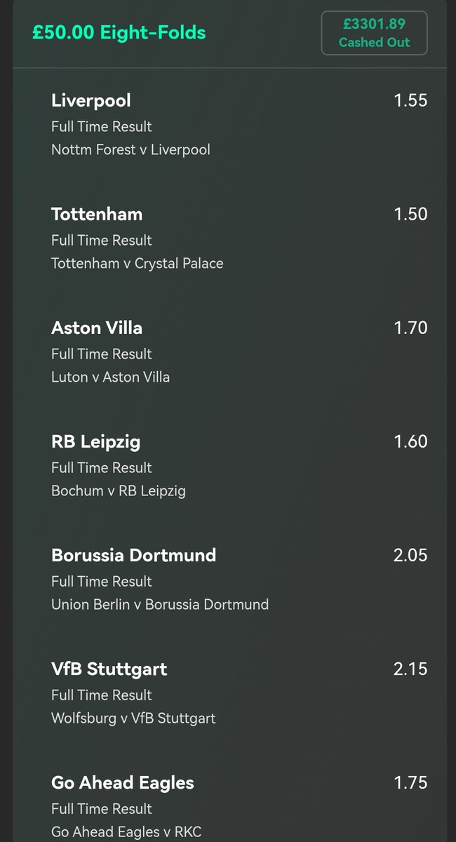 Dead_Kenny's tweet photo. Saturtday Acca @Footy_Tipsters #bets #tipster #accumulatorbet #earlycashout https://t.co/efuOWoTeka