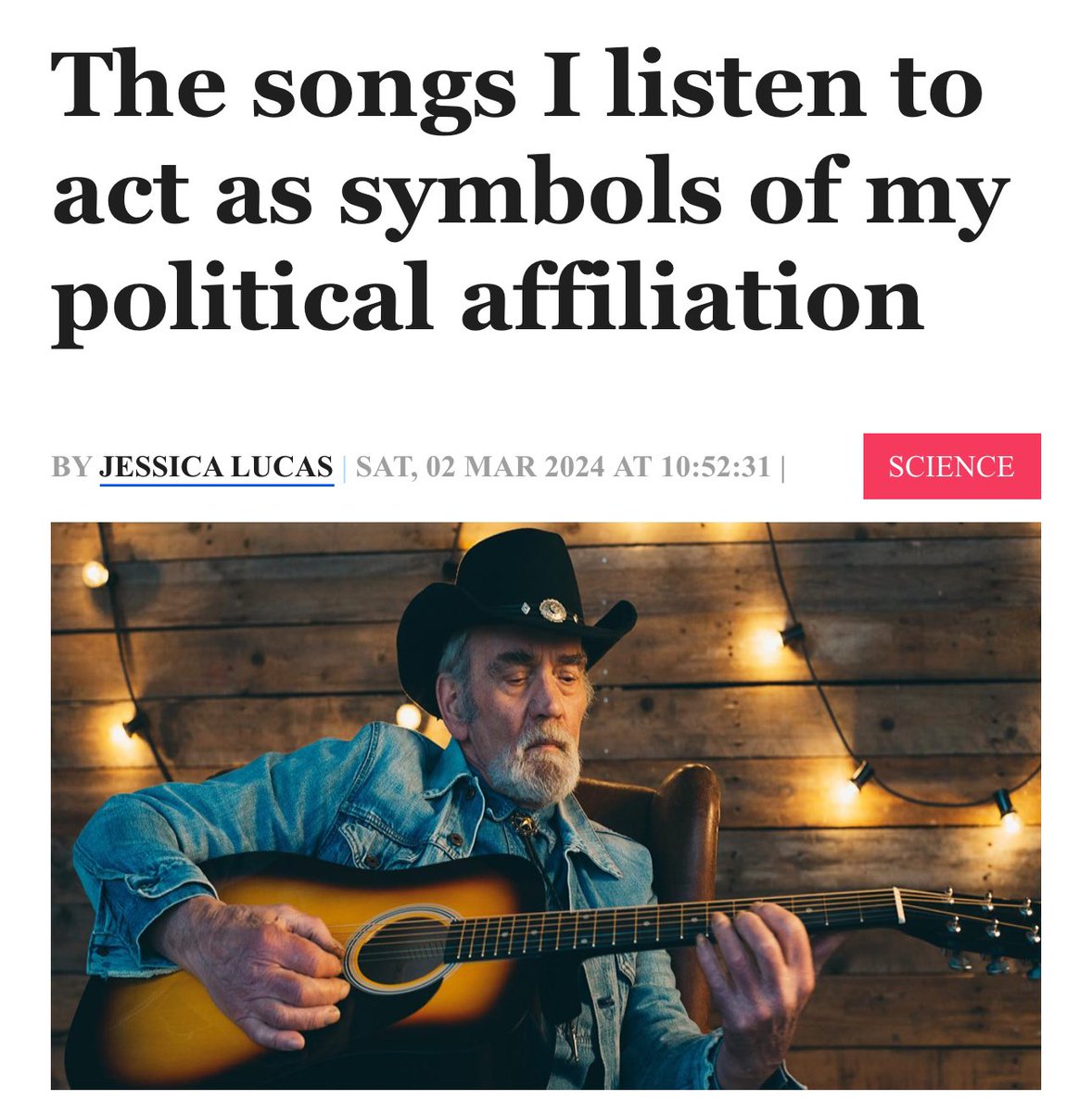 #Polarization is now evident in one’s music #genre tastes. #Republicans and #conservatives seem to prefer #countrymusic, while #Democrats appear to be more attracted to #classicalrock or #alternative genres. 

sciencedirect.com/science/articl…