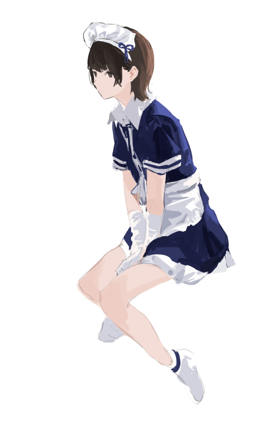 1girl solo maid headdress gloves white background simple background apron  illustration images