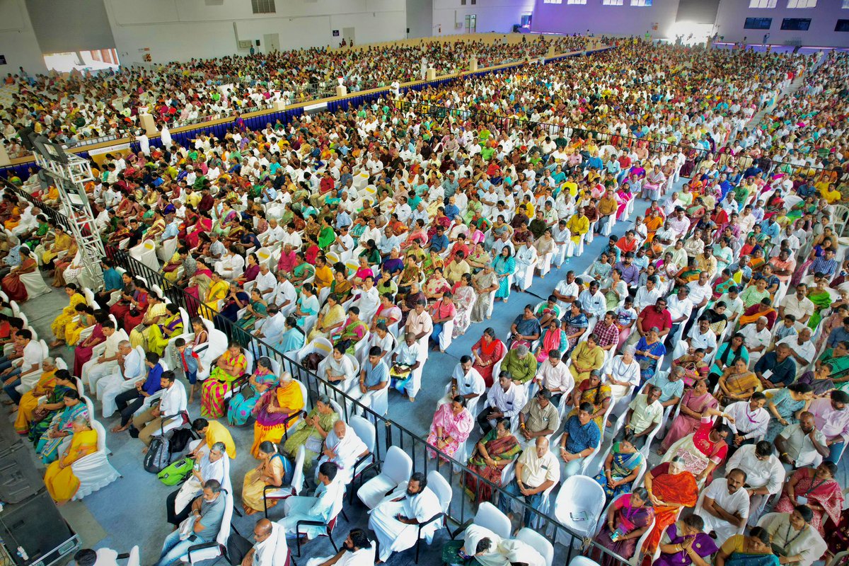 Thousands experienced the enlivening serenity of the ancient chant of Rudra Puja in Coimbatore this morning.
