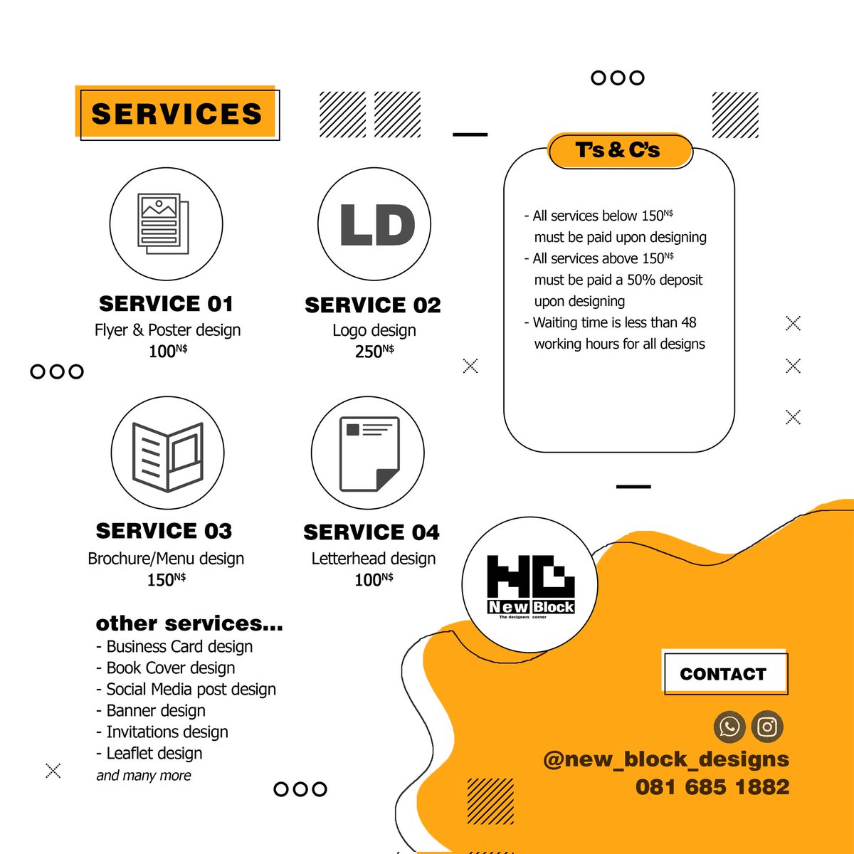 TUNOptyltd's tweet image. Transform your brand with our budget-friendly logo design service for only N$250! 🎨✨ Explore our price guide and view our stunning portfolio below. Elevate your brand identity today! #AffordableDesign #LogoMagic #YourBrandYourWay