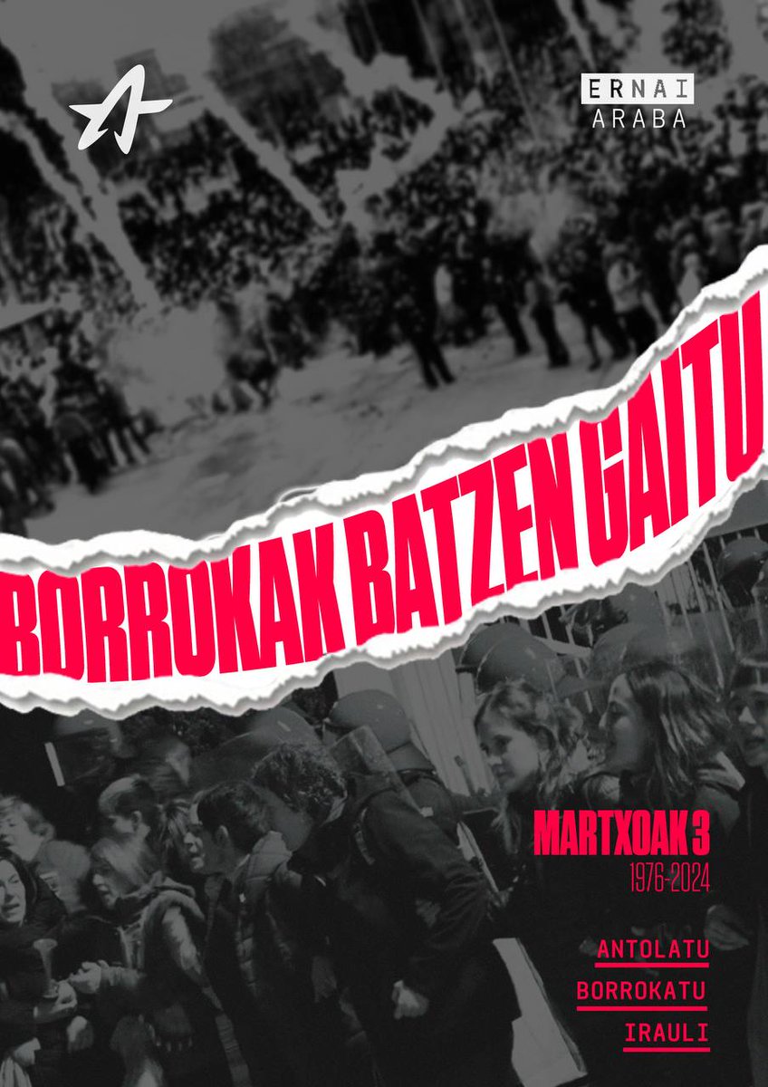 Gazteok memoria dugu, eta ondo dakigu 1973ko martxoaren 3an erail zituzten langileak herritarrentzako bizi baldintza hobeak lortzeko borrokan ari zirela. 

Haien, gure eta etorriko direnen bizitza duinen alde borrokan.
Borrokak batzen gaitu.

ernai.eus/eu/borrokak-ba…