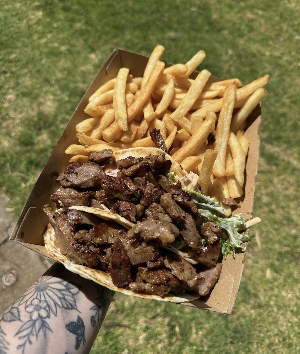 2 Lamb yiros with chips at Playford Patriots (South Australia state league) 

🇦🇺 $12 AUD (£6.20)