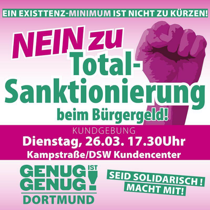 Kommt am Dienstag nach #Dortmund zur Demo gegen #Vollsanktionen!

#IchBinArmutsbetroffen 
#HartzIV
#Buergergeld