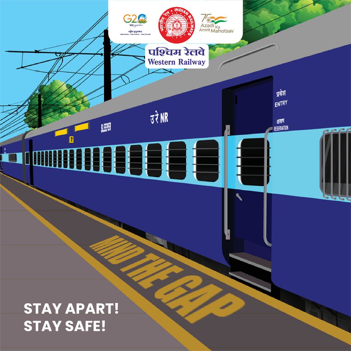 drmadiwr's tweet photo. Ensure platform safety: Be mindful of the gap and maintain appropriate distance. Let's promote a safer commuting environment by staying vigilant about our spacing. @WesternRly #SafetyFirst #PlatformAwareness @RailMinIndia https://t.co/rZDk0MoqCO