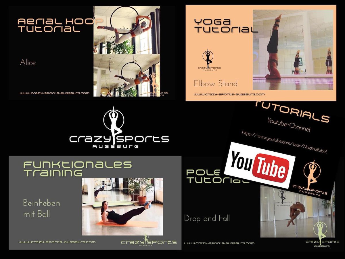 NadineRebel's tweet photo. Kennst Du schon unseren YouTube Kanal?
https://t.co/9Cl1W5atLx

#crazysportsaugsburg #youtube #tutorials #poledance #yoga #stretching #aerialhoop #functionaltraining #augsburg #onlineclasses #freetutorials #nadinerebel #author #poledancepassion #subscribe https://t.co/8bp1ARv9ro