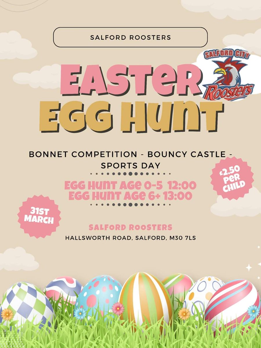 Only 4 weeks till Easter🐣 Anyone who came last year will know how much fun this day is🐇 #Easter #RugbyLeagueFamily