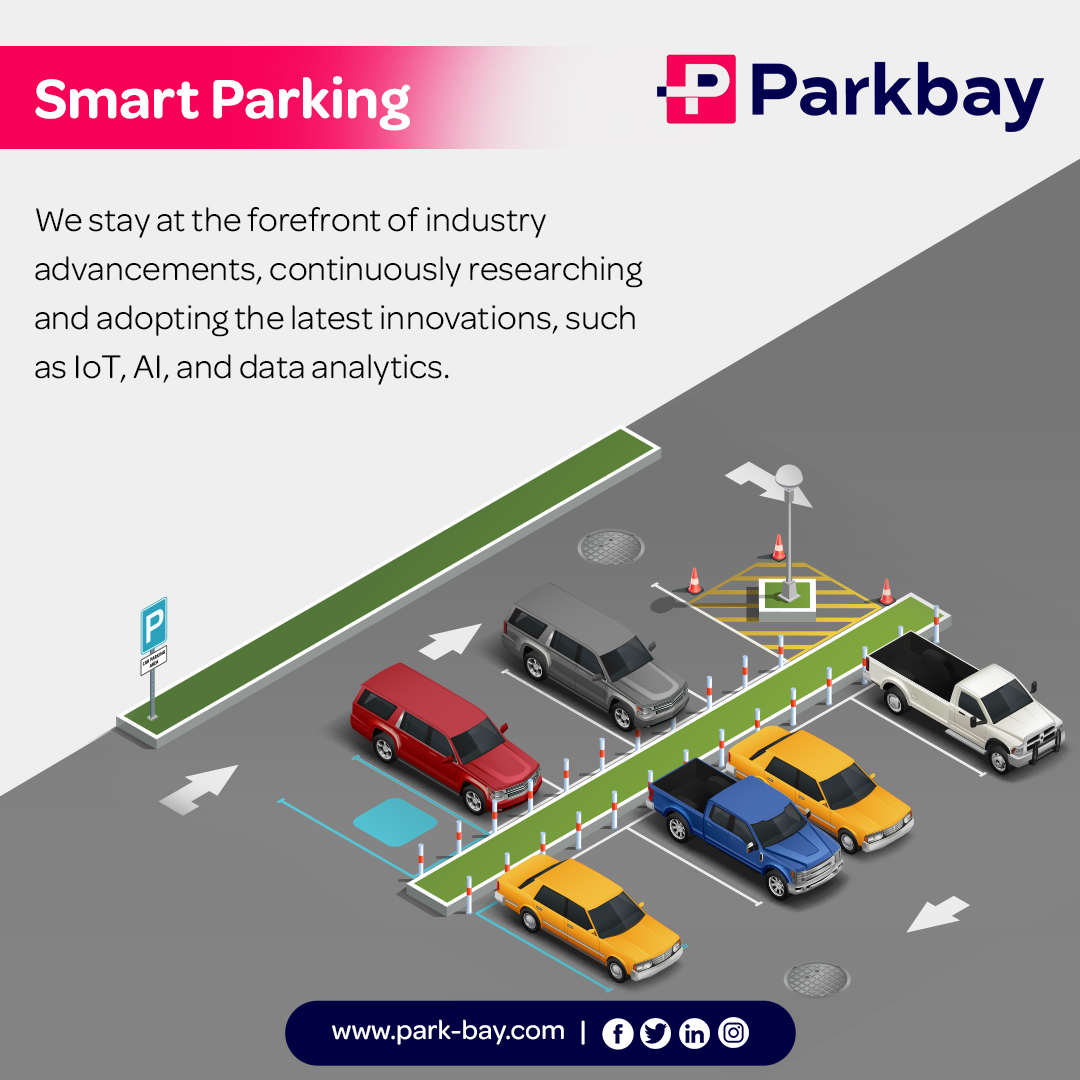 Smart Parking
We stay at the forefront of industry advancements, continuously researching and adopting the latest innovations, such as IoT, AI, and data analytics.

#parkbay #parking #SmartParking #IntelligentParking #ParkingSolutions #ParkBayTechnology