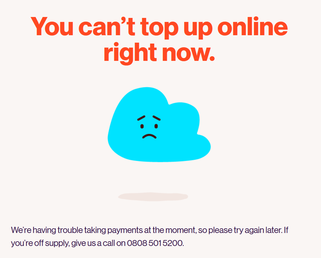 tekwyzard's tweet photo. @eon_next Is there any chance of you getting your infantile website to actually work properly today? Some people would actually like to be able to top-up their pre-pay meters that you're massively over charging us for. https://t.co/nWtqMAnL5S